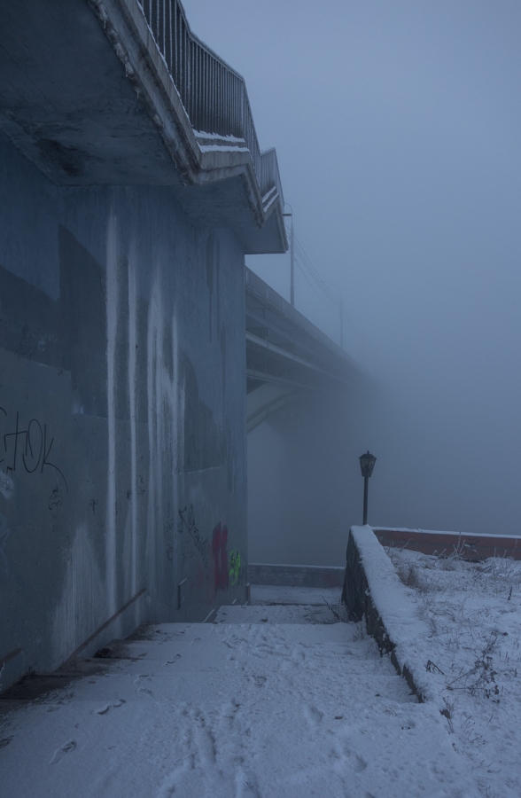 Фото с густым туманом. Канавинский мост в Нижнем Новгороде. Фото