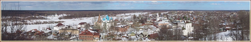 Панорама г. Гороховец. Зимний пейзаж. Вид на Клазьму.